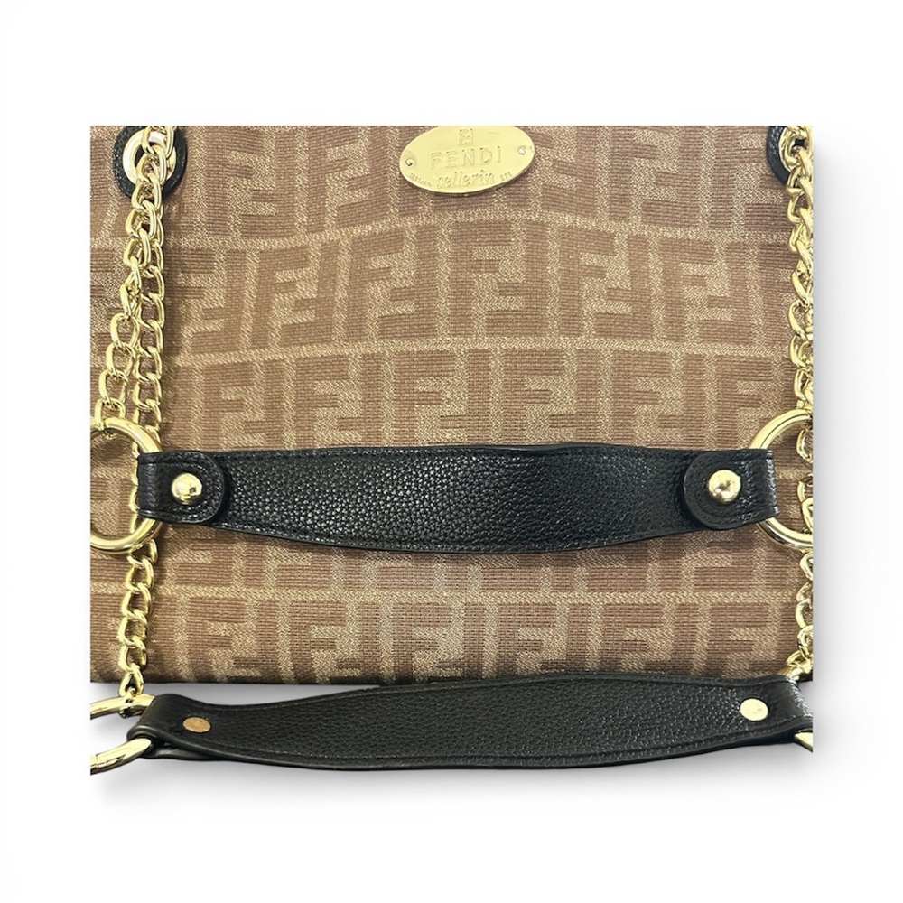 Fendi Brown Monogram Shoulder Bag with Gold Chain - Picture 2 of 10